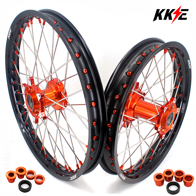 KKE 21/19 MX Off-road Casting Wheels set Compatible with KTM SXF XCW XCF 2003-2021 Orange Nipple