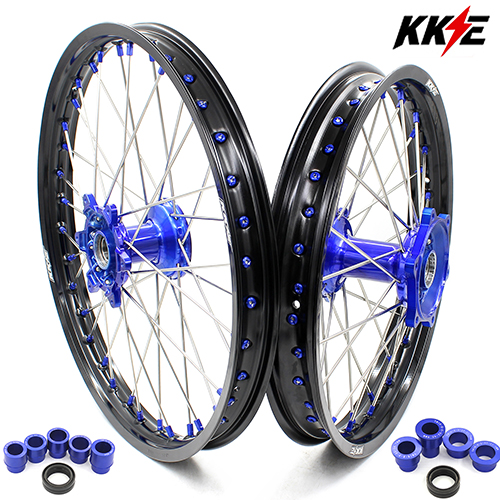 KKE 21/18 Casting Wheels Rims Fit Yamaha YZ250F 2001-2020 YZ450F 2003 Blue Nipple